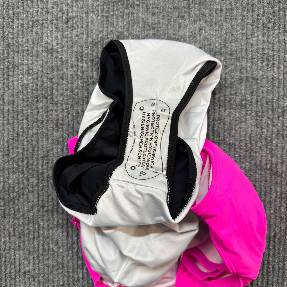 Womens S Colorblock Monokini Swimsuit Pink Cutout One Piece Retro NWOT Adustable - Picture 10 of 11